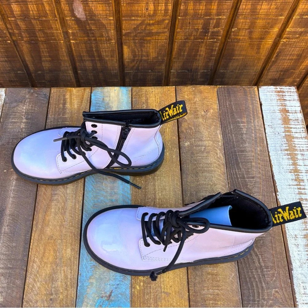 Dr. Martens Delaney Light Lavender Patent Boots